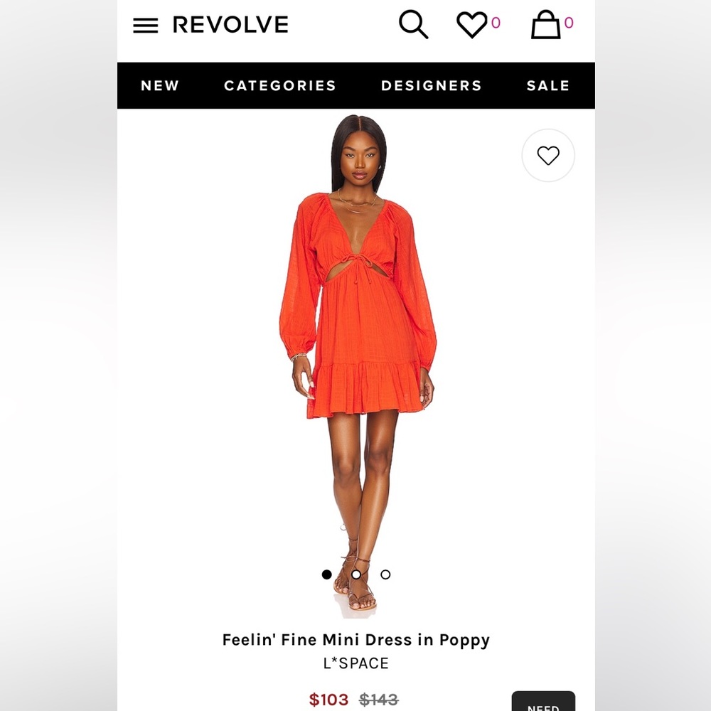 L*Space Feelin' Fine Mini Dress in Poppy - XS- NWT